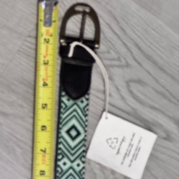 Free People Belt Women\'s “Moving to Mars” Cotton Leather Green & Black Size M/L main image 6